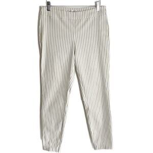 Nanette Lepore Women's Skinny Ankle Pants Size 4 Striped White & Beige Stretch